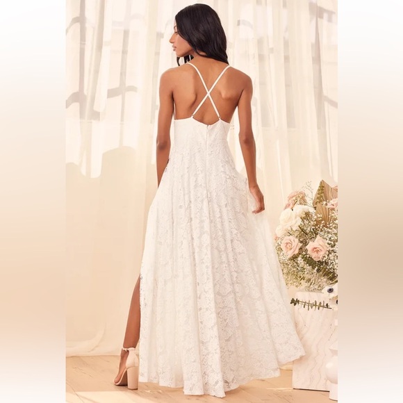 Lulus Essence of Love White Lace Maxi Dress Small | Bridal Formal Boho Wedding - Picture 4 of 11